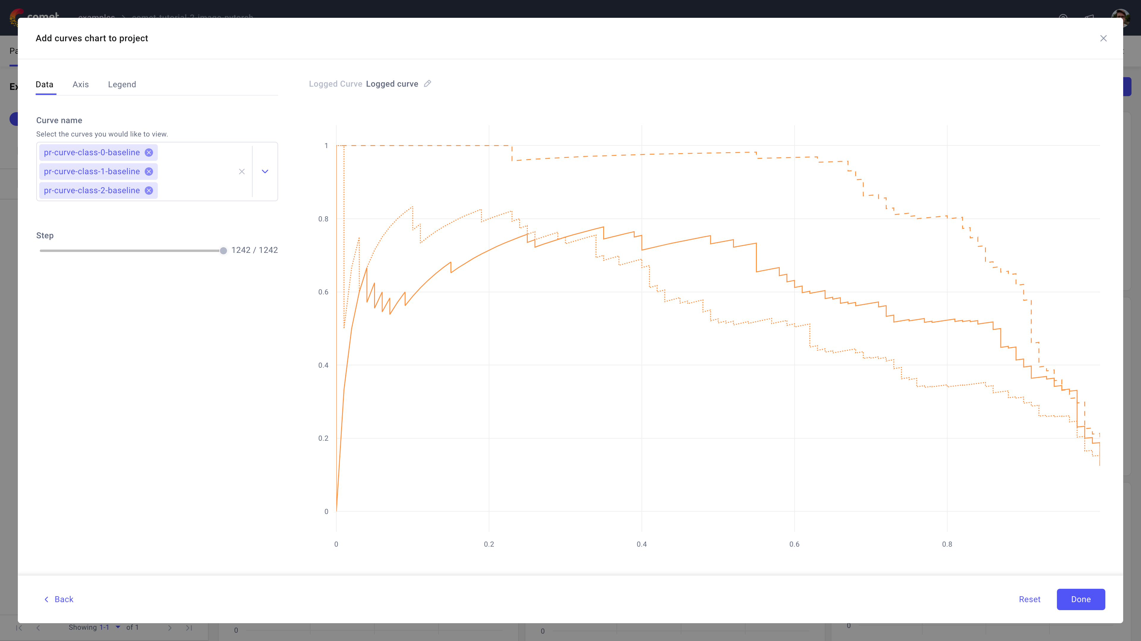 Comet Experiment Management - Logged curve