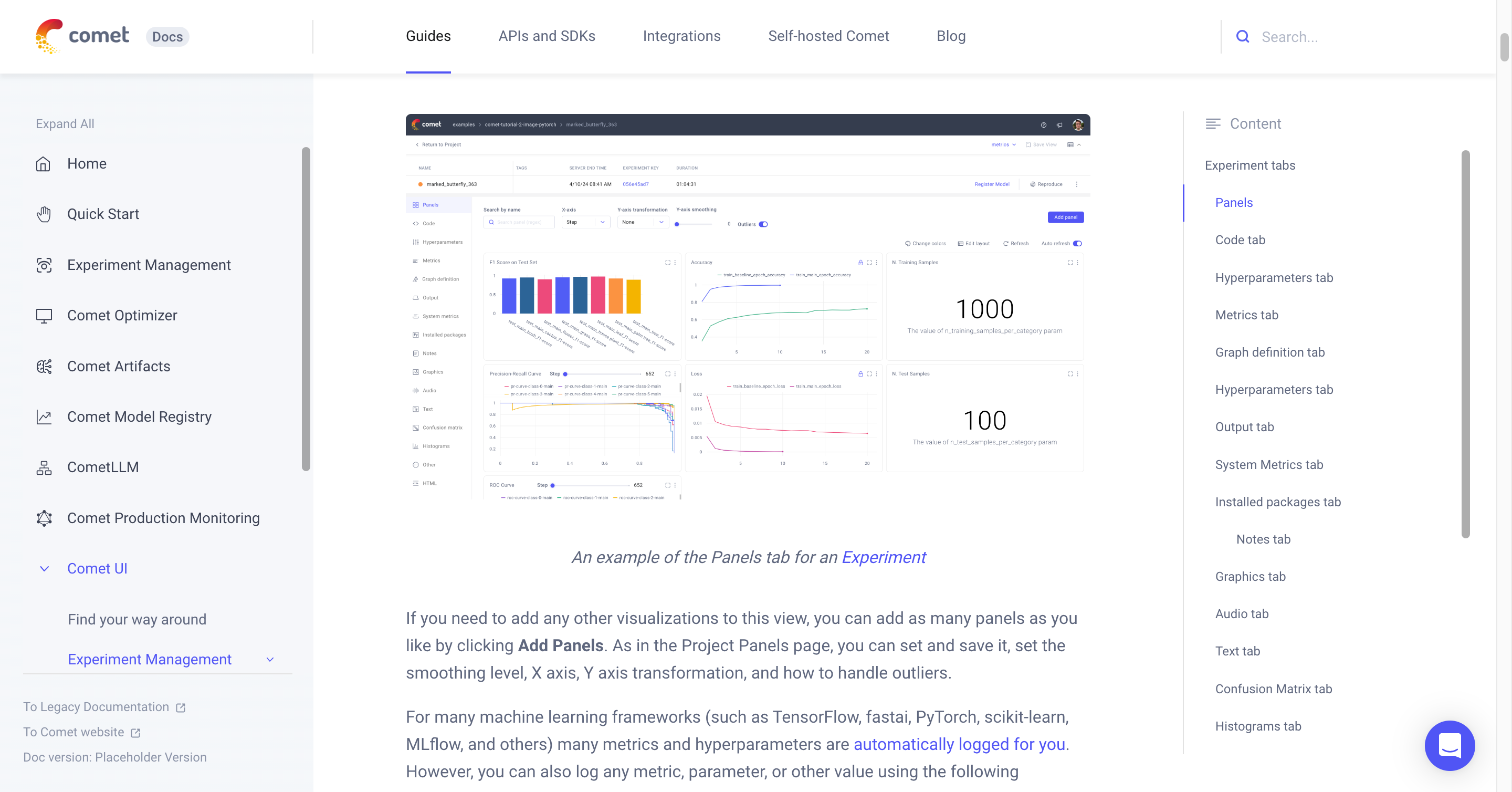 Comet Experiment Management - Single Experiment Page: Code tab